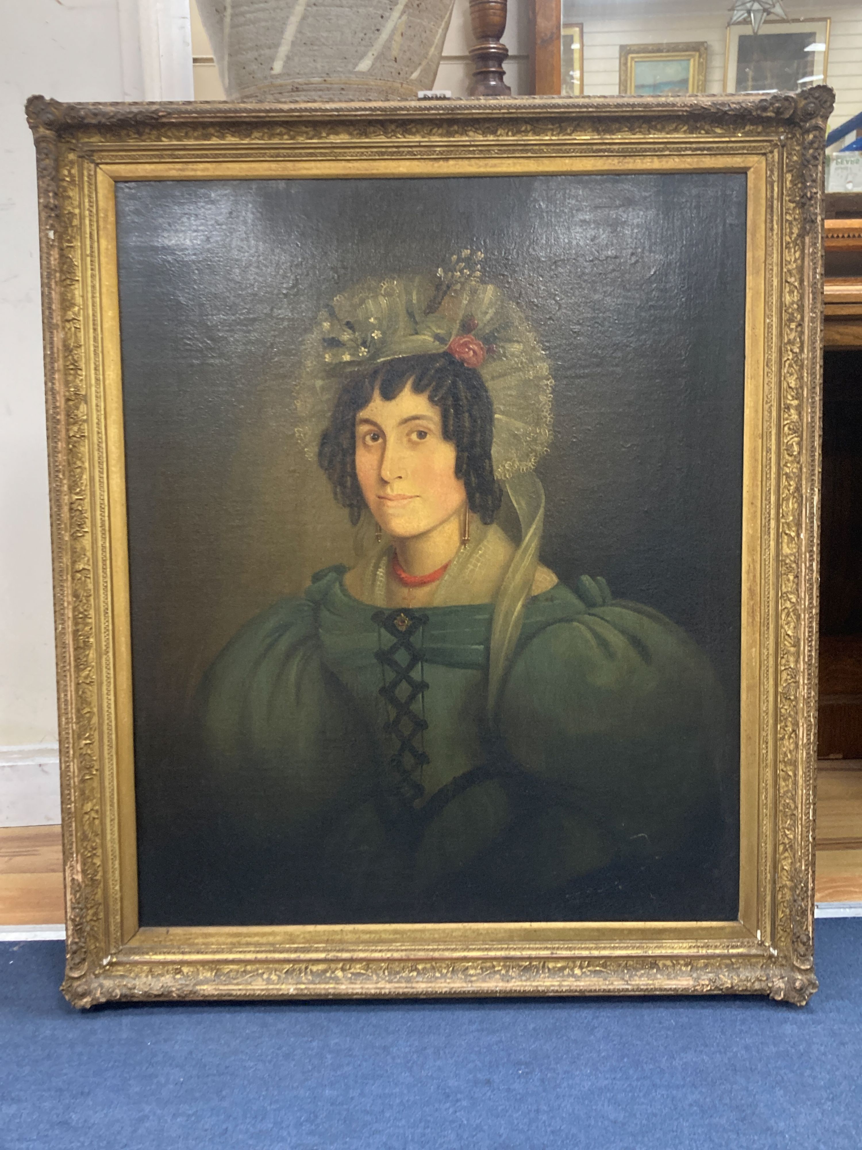 English School (19th century), Half-length portrait of a lady, oil on canvas, 73 x 60cm